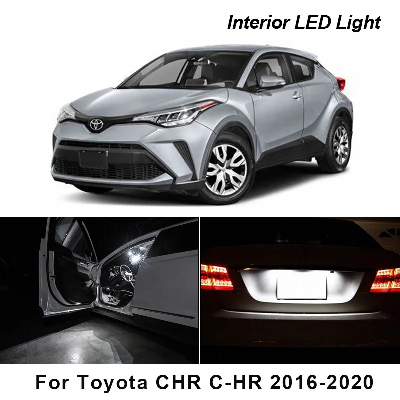 10Pcs Bela Canbus led Avto notranje luči Paket Komplet Za Toyota CHR C-HR 2016 - 2020 led Notranja Lučka za Branje Dome Škatle za Rokavice