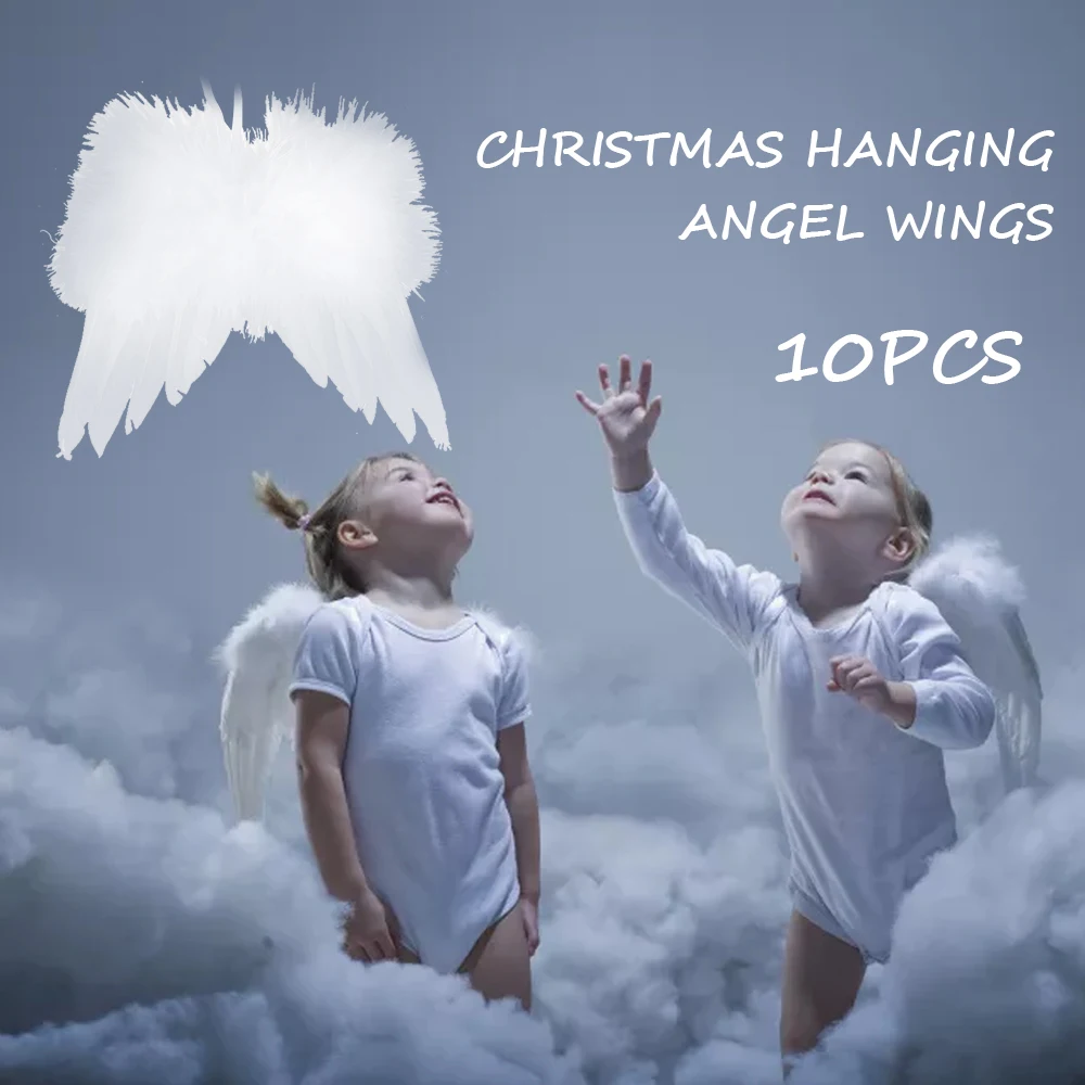 10pcs Božič Decroations Angel Pernata Krila Visi Rekviziti Bela Plišastih Pero Ornament Stranka Dekor