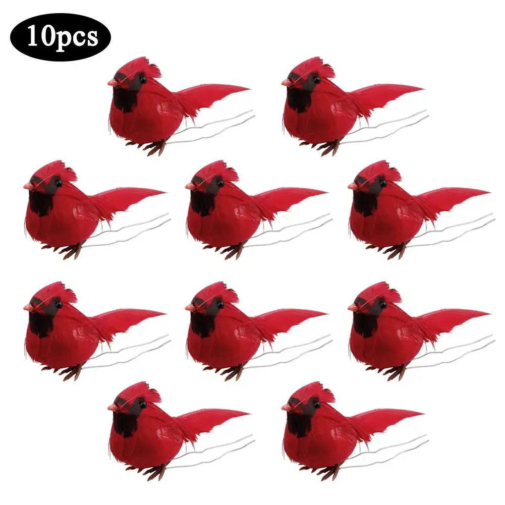 10pcs Božični Okraski, Obesek Umetni Red Bird Božično Drevo Obesek Kardinal Ptic Darilo Vrt, Dvorišče Tree Okraski