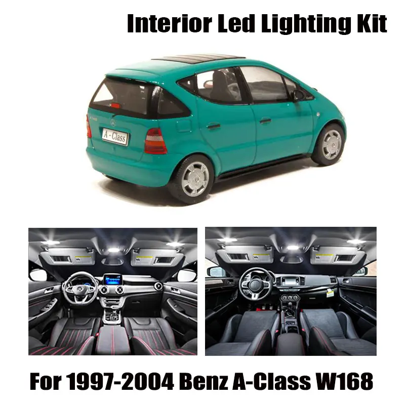10pcs Canbus LED Notranjosti Zemljevid Dome Luč registrske Tablice Svetilka, Komplet Za Mercedes Benz Razred A W168 1997-2004 Branje Stropne Luči