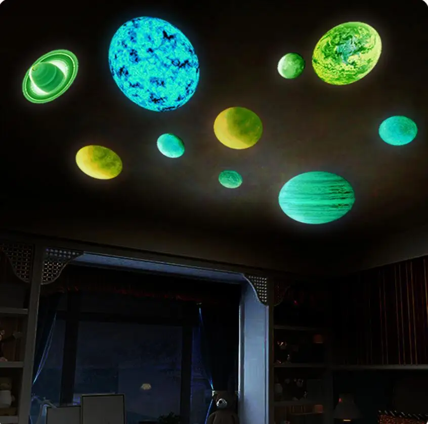10PCS DIY Planetov Stenske nalepke PVC Svetlobna Solarni Sistem Žareti V Temno Stenske Nalepke so Otroci Sobo Doma Dekor # 5