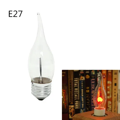 10PCS Edison Žarnica E14 E27 3W C35 C35L Plamen, Ogenj Razsvetljavo Letnik Utripanje Vpliva Volfram Roman Sveča Nasvet Žarnica Oranžna