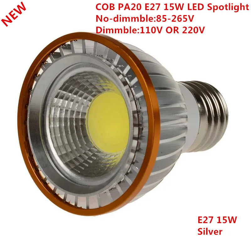 10pcs Najnovejši PAR20 COB zatemniti E27 LED Spot Luči 15W par20 Žarnica Svetilka Toplo Bela/Cool Bela/Pure White Spot Downlight Razsvetljavo