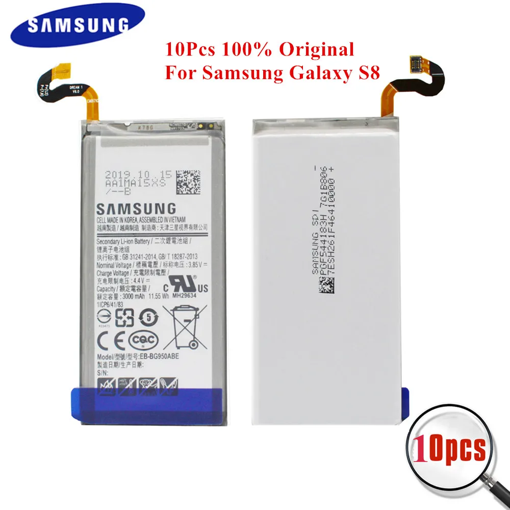 10pcs Originalne Baterije EB-BG950ABE za Samsung Galaxy S8 G950 SM-G950F G950U G950W G950S G950K G950L G950FD G9500 G9508