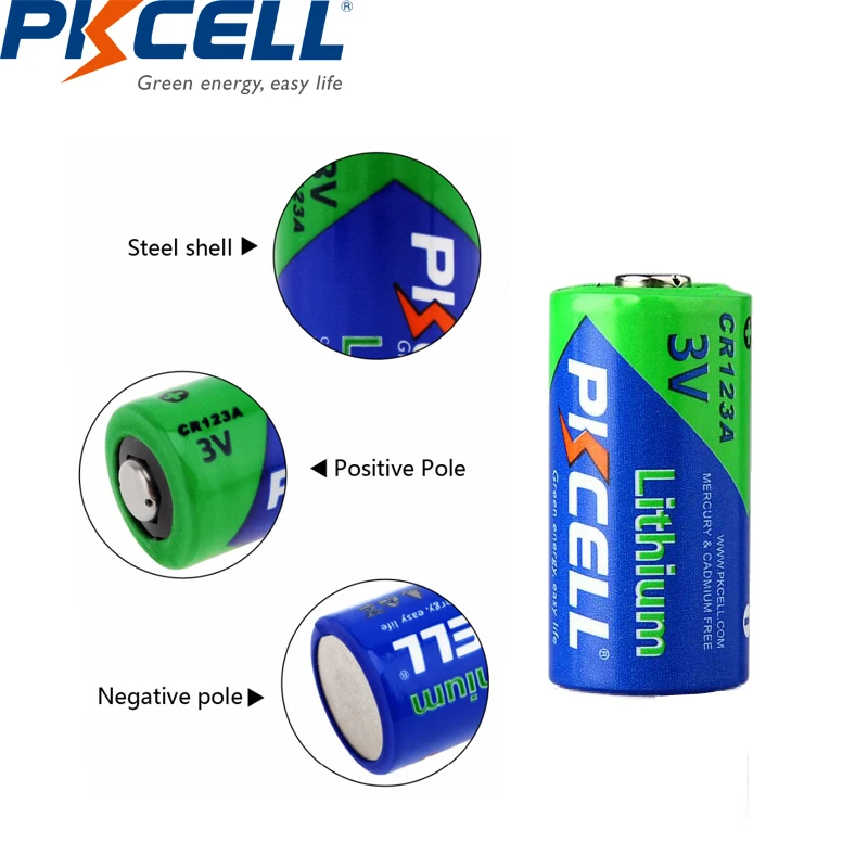 10pcs PKCELL 3V 16340 CR123A Li-ionska Baterija Realno Kapaciteto 1500mAh Baterija Litij-za Žarometa z LED Bliskavico Kamere
