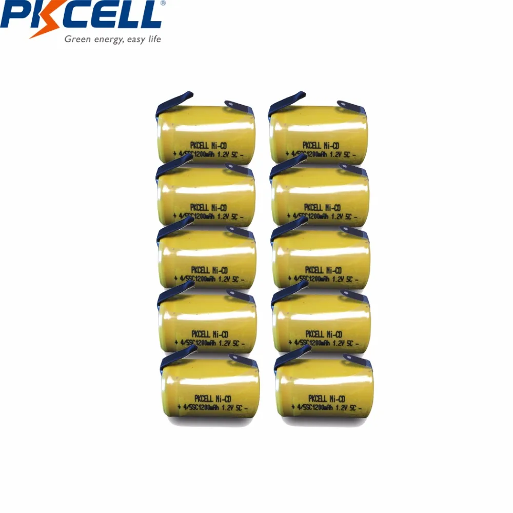 10PCS PKCELL 4/5 SC Sub C 1,2 V nicd Baterije 1200MAH SC Rrechargeable baterije varjenje z zavihki za električni vrtalni vijačnik