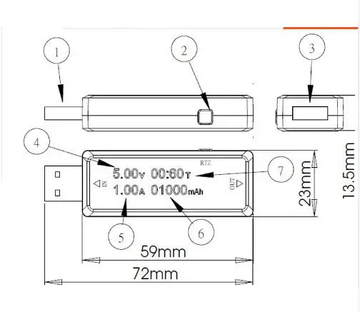 10pcs Polnilnik USB Trenutno Napetost Polnjenja Detektor Mobilne Moč Toka in Voltmeter Ampermeter moč zmogljivost tester meter