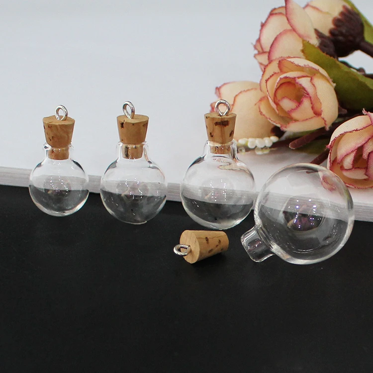 10PCS prozornega Stekla Okrogla Žarnica Steklenica z Zamaškom iz Plute Mini Steklenice, ki Želijo Steklenico Viseče Steklenico Drobne Vial za Poroko