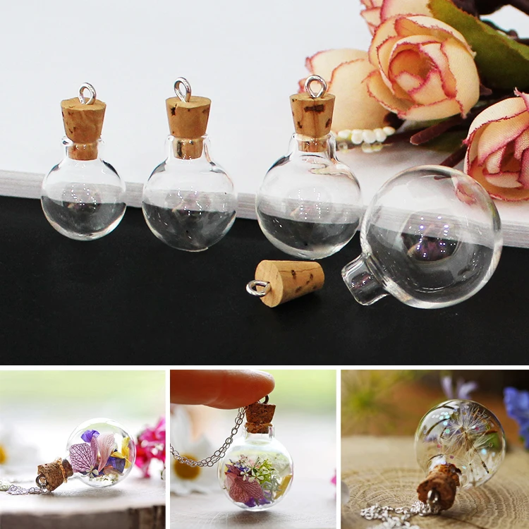 10PCS prozornega Stekla Okrogla Žarnica Steklenica z Zamaškom iz Plute Mini Steklenice, ki Želijo Steklenico Viseče Steklenico Drobne Vial za Poroko