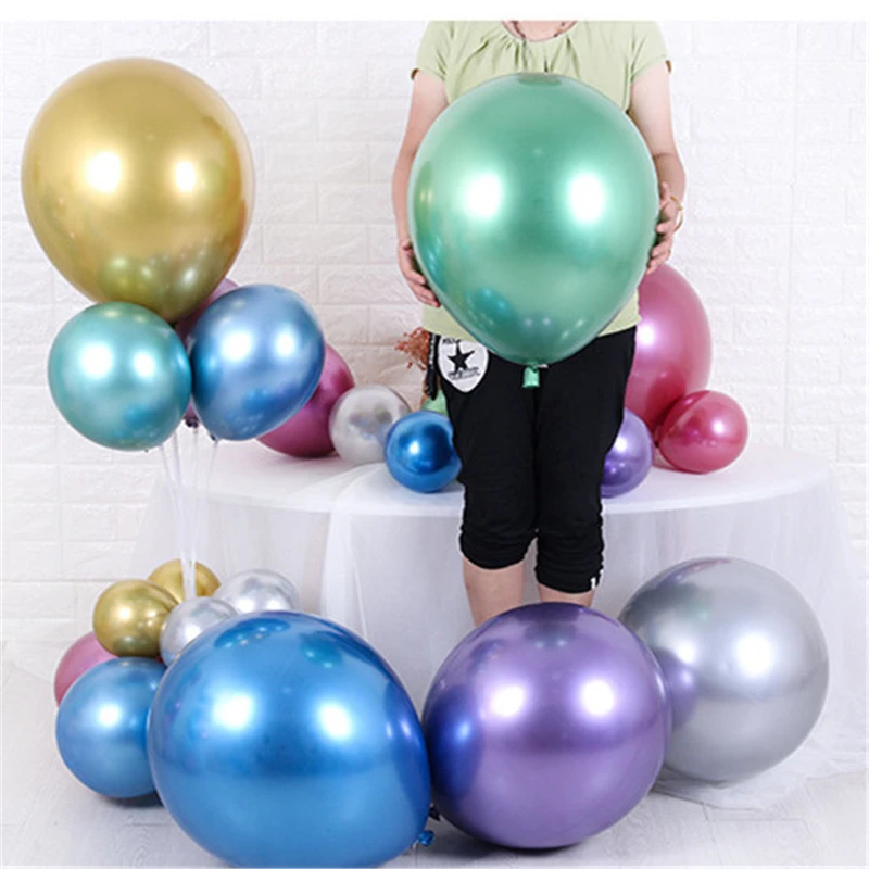 10pcs/set svate, Dekoracijo Chrome Balon 18 Inch 7g Kovinski Latex Balon Happy Birthday Party Kovinski Latex Balon