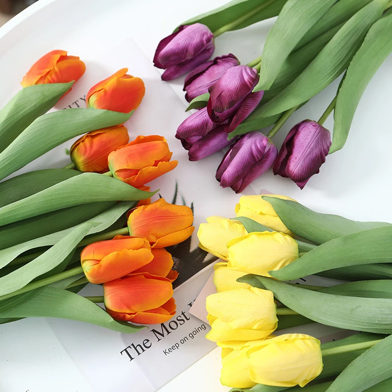 10PCS tulipanov umetne rože pravi občutek umetno šopek ponaredek cvet poročno dekoracijo cvet doma vrt dekoracijo