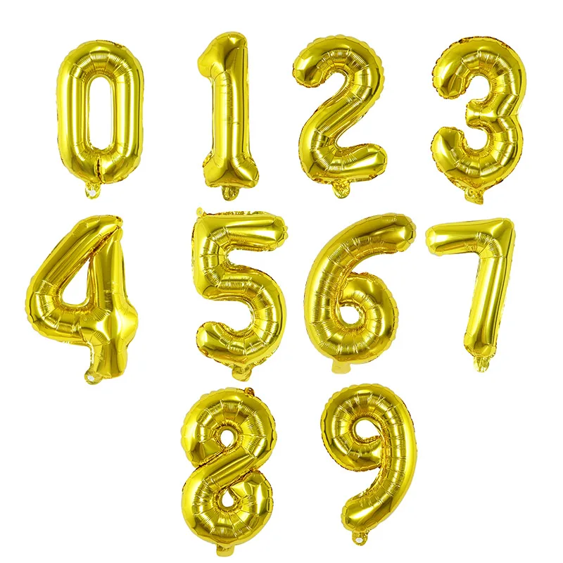 10pcs/veliko 16inch 0-9 Srebro, Zlato je Povečal Število Obliko Folija Balon Sebi Pečat Mestno Zrak Balon Rojstni Slika Digitalni Baloni