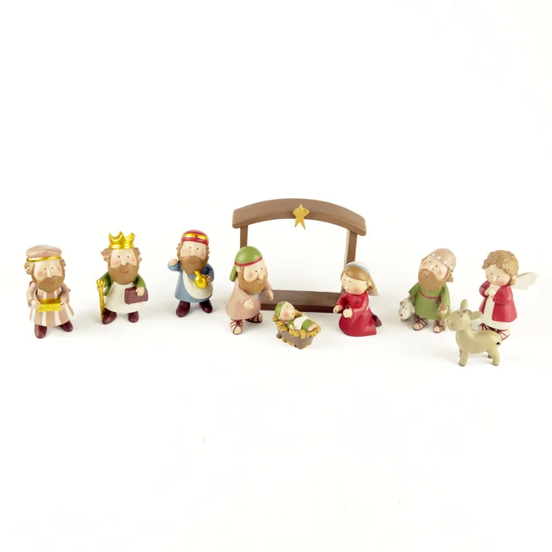 10pcs/veliko Zbirko Christian Mini Določa 10pcs Božičnih jaslic vključuje Jasli, Jožef, Jezus, Marija in Wisemen