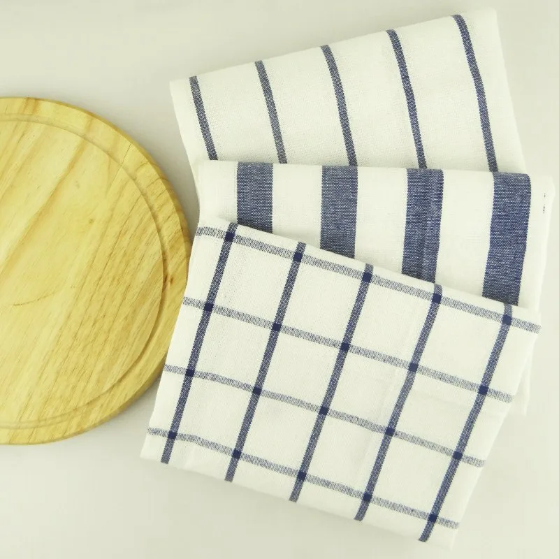 10pcs visoke kakovosti Modra bela preverite prugasta čaj brisačo kuhinjo brisačo napkin namizni prt bombaž yarndye tkanine brezplačna dostava