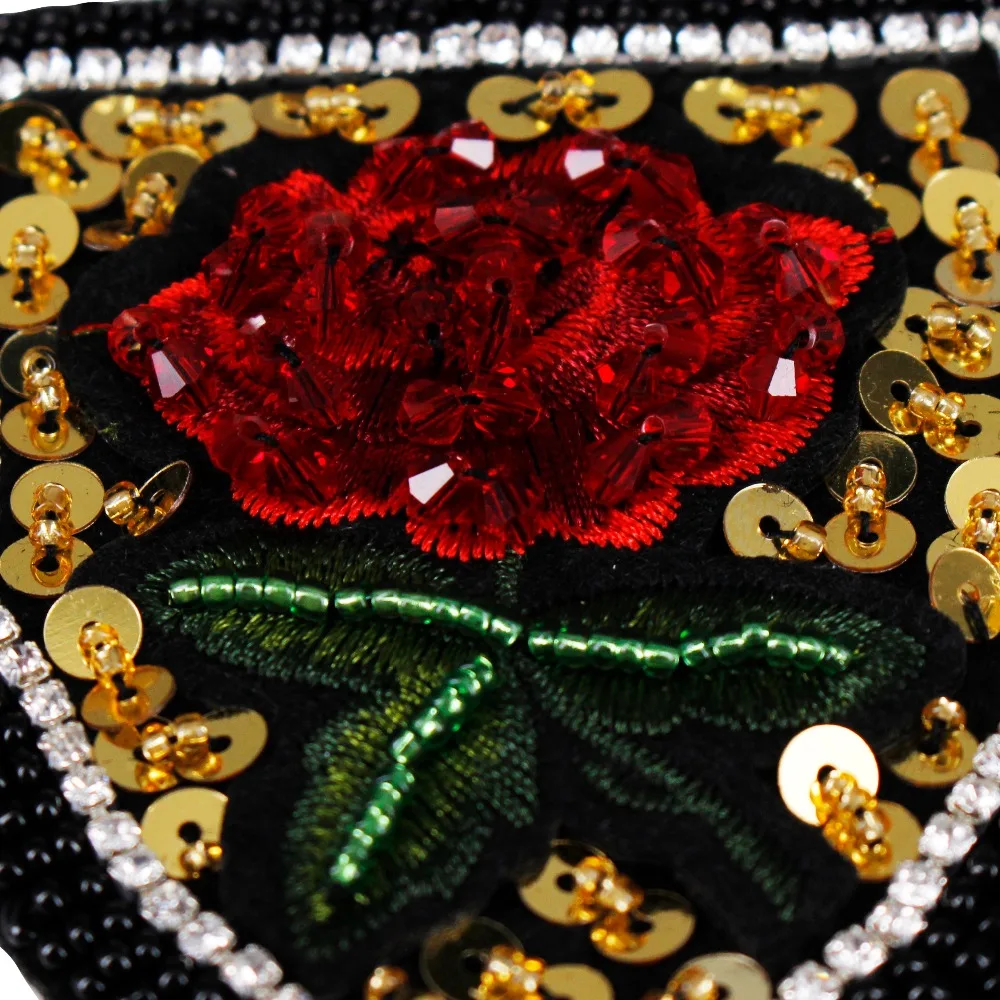 10piece Beaded Kristal Rose Značko Bleščica Beading Bonitete Tassel Rami Obliži Aplicirano DIY Emblem Oblačila Okrašena TH629