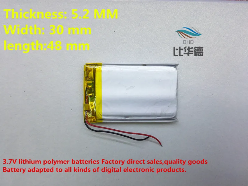 (10pieces/veliko) 523048 800mah lithium-ion polymer baterija kakovosti blaga kakovosti CE, FCC, ROHS organ za potrjevanje