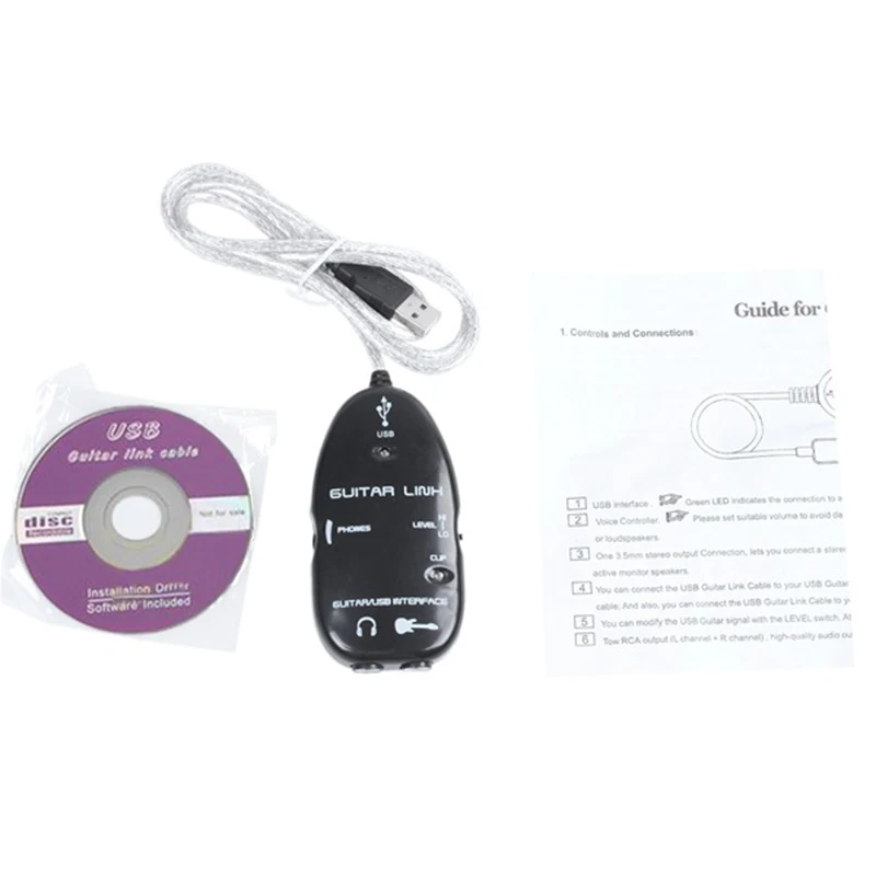 10X Trgovini Kitare Kabel Audio Vmesnik USB Povezavo Kabel Adapter za MAC/PC Snemanje Pribor Za Kitaro Igralcev