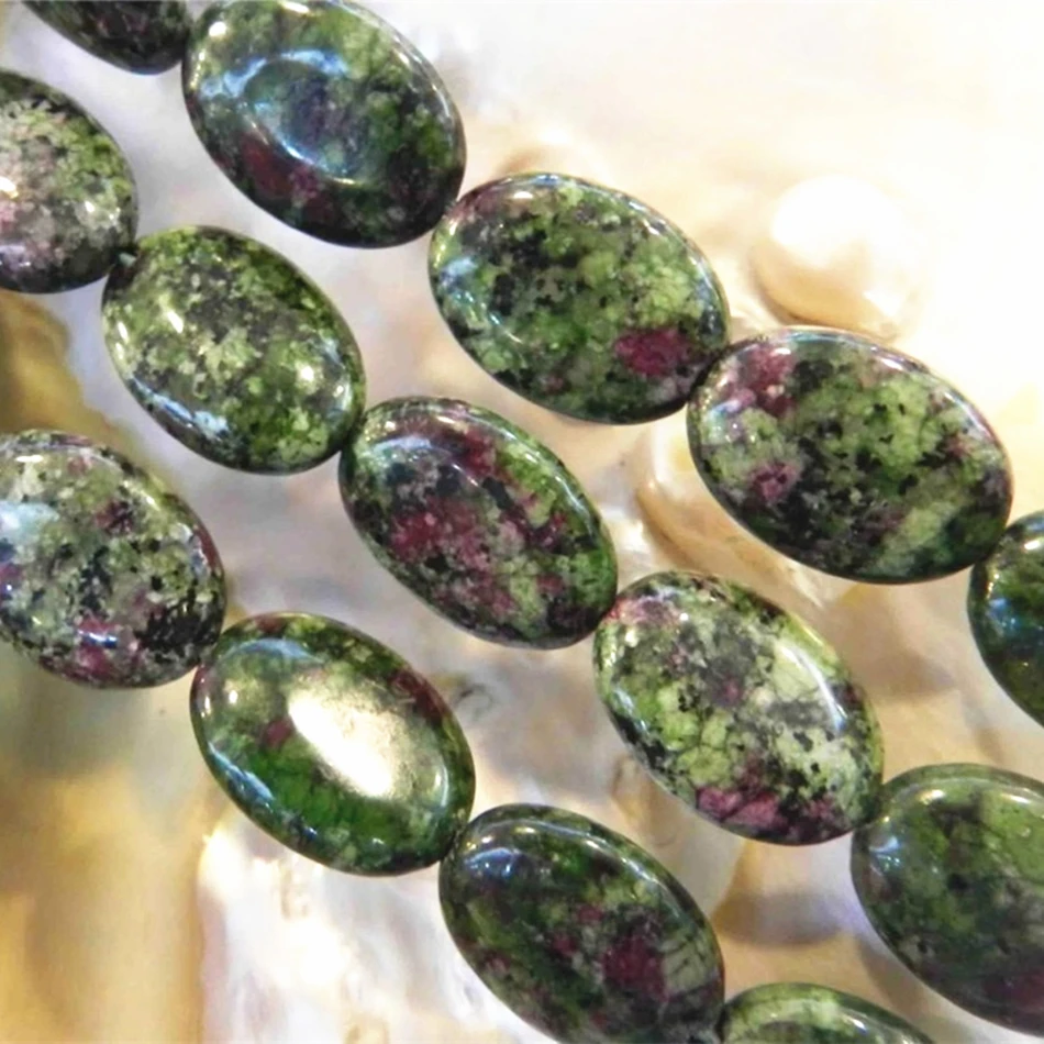 10x14mm Rdeča Zelena kamen Zoisite Jajce Ovalne Oblike Svoboden Kroglice nakit, izdelava Fine Nakit, Izdelava 15inch MY4206