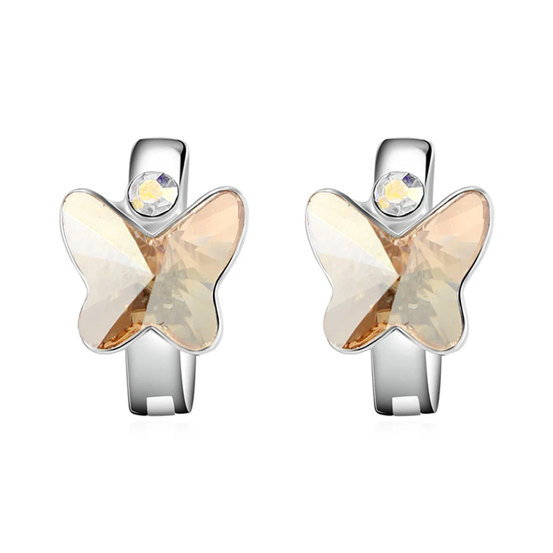 11.11 prodajo fashion mala obroče uhani za dekleta, dosežen z Avstrijskimi kristali korejskem slogu metulj oblikovanje earing Božično darilo