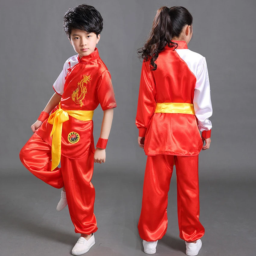 110-160 cm Kung Fu Dan Otrok Wushu Oblačila Tai Chi Enotno Hanfu Tradicionalni Kitajski Kostumi za Otroke Baby Girl Boy
