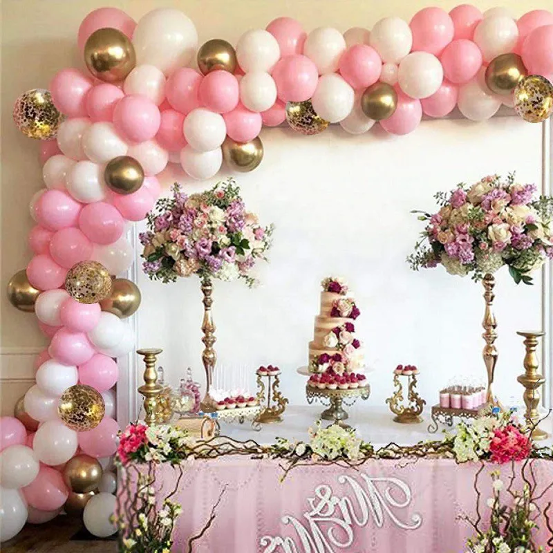 110pcs DIY Balon Verige iz Lateksa Rose Zlata Konfeti Balon Garland Arch Komplet Za Rojstni dan, Poroko Festival Dekoracijo
