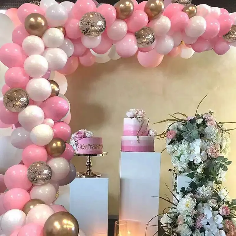 110pcs DIY Balon Verige iz Lateksa Rose Zlata Konfeti Balon Garland Arch Komplet Za Rojstni dan, Poroko Festival Dekoracijo