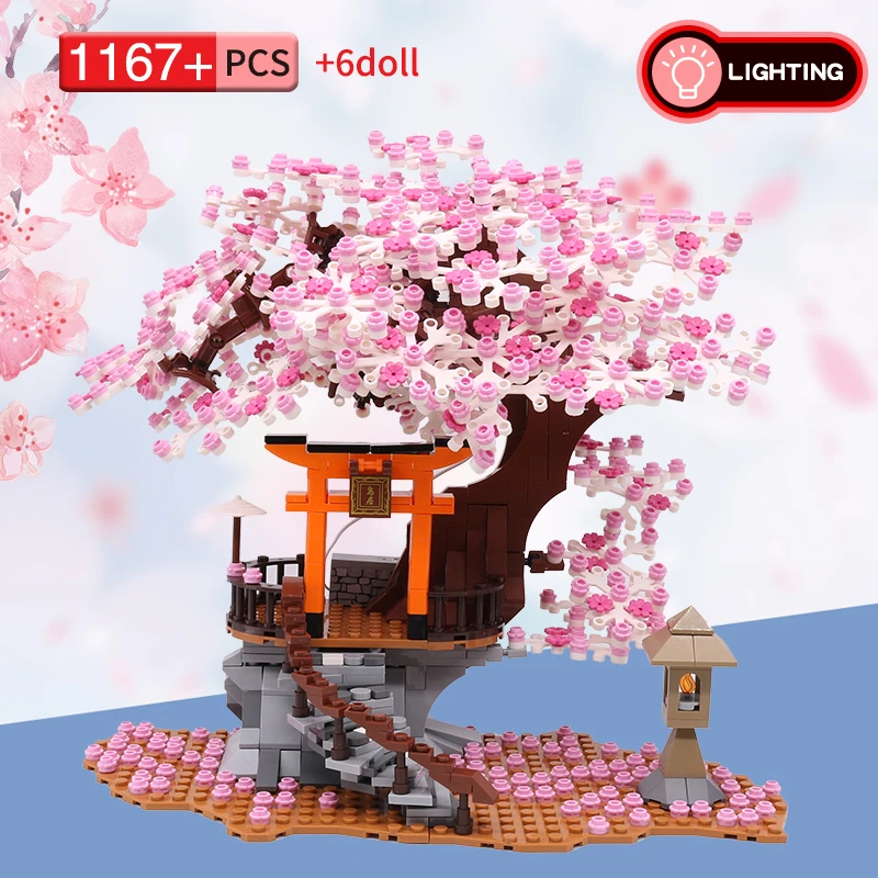 1167+kos Mesto Street View Ideja Sakura Inari Svetišče Opeke Prijatelji Češnjev Cvet Tehnika Ustvarjalec Hiše, Drevesa, Gradbeni Bloki Igrače