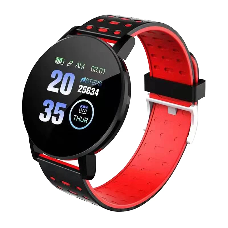 119 Plus Krog Zaslon Smart Zapestnica Smartwatch Za Android IOS Watch Srčni utrip Manšeta Šport Nepremočljiva Ure Band