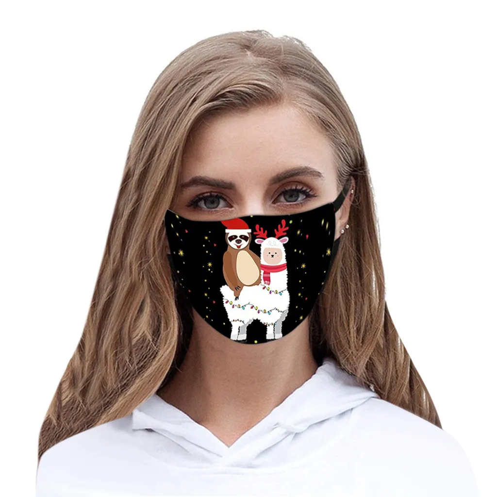 11PCS Ponovno Stroj Masko Bombaž Božič Natisne Maske Nastavljiv Unisex Prah-dokazilo Usta Pokrov Zaščitni Mascarilla