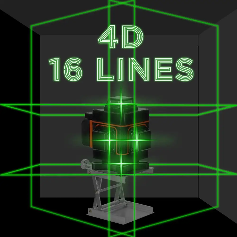 12 / 16 Linij 4D Laser Ravni Self-Izravnavanje 360-Stopinjski Horizontalni in Vertikalni Križ Skladu Super Močan Zeleni Laserski Merilnik