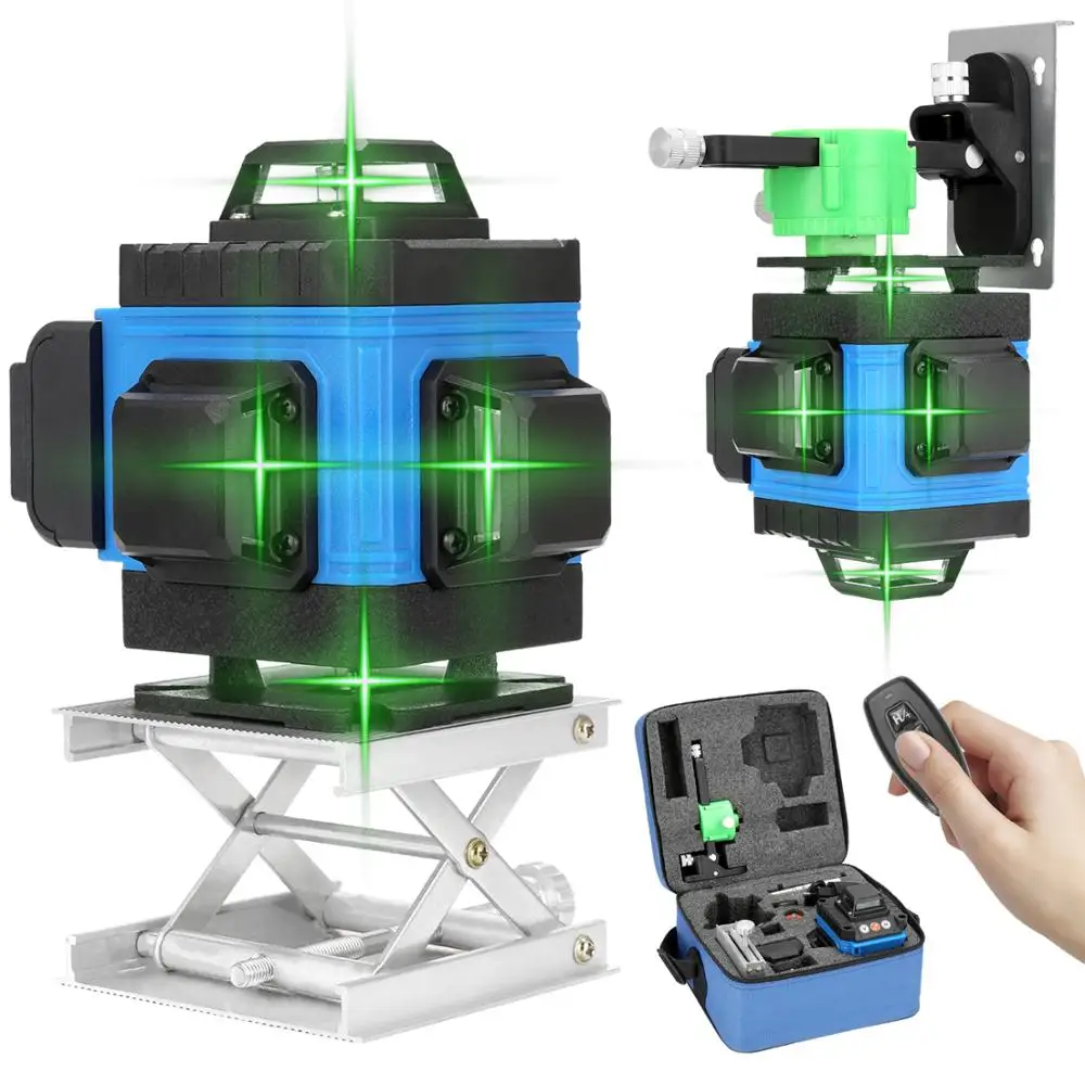 12 / 16 Linij 4D Laser Ravni Self-Izravnavanje 360-Stopinjski Horizontalni in Vertikalni Križ Skladu Super Močan Zeleni Laserski Merilnik