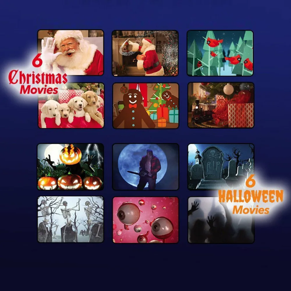 12 Filmov Mini Božično Noč Čarovnic Okno Domači Kino Projektor Notranja Zunanja Wonderland Projektorji Za Otroke, Otroci Darilo