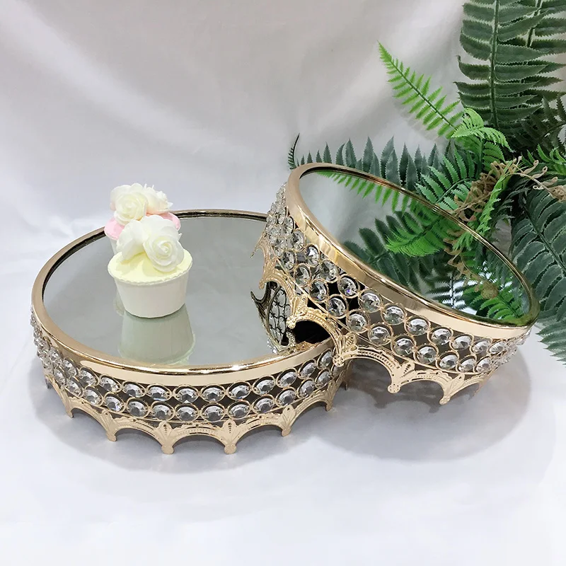 12 inch Kristalno kroglice torto stojalo srebrno/pozlačen ogledalo površine sladica stati 10