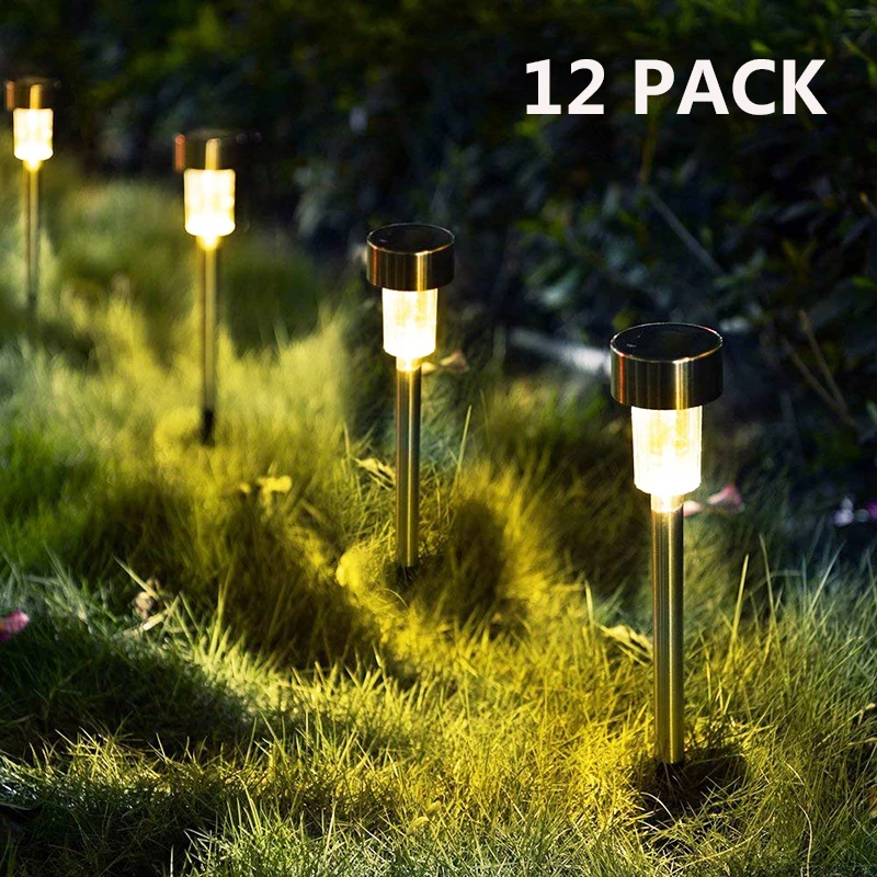 12 Pack Sončno Svetlobo Na Prostem Vrt Led Luči Krajine Pešpot Poti Luči Iz Nerjavečega Jekla Nepremočljiva Sončne Vrtne Luči