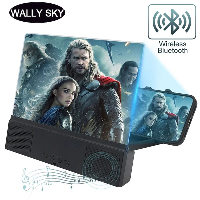 12 palčni HD Zaslon Telefona Lupo Film Video Ojačevalnik z Bluetooth Zvočnik Pametni Telefon Nosilec Namizni Okrepitvijo Projektor