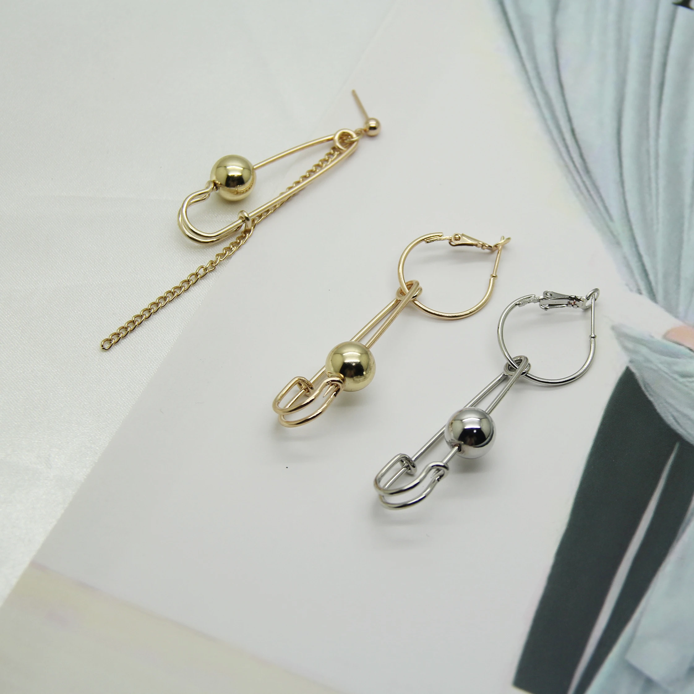 12 par /veliko modni nakit kovinski varnost pin uhani