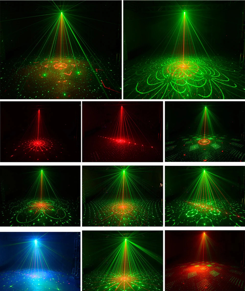 120 Vzorcev LED Fazi Luč Disco Žarek Lučka Zvok Vključen Laserski Projektor Z Strobe Učinke za Karaoke DJ Party Svetlobe