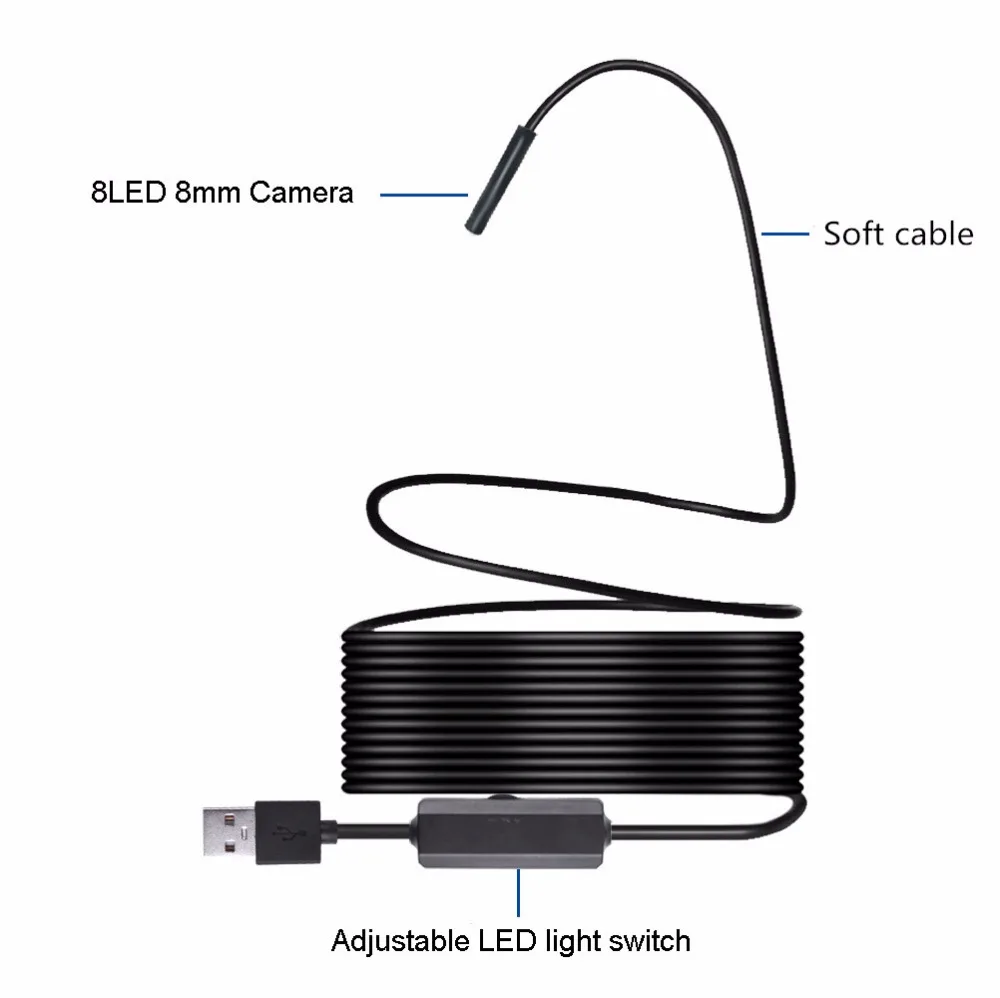 1200P HD WIFI Endoskop Fotoaparat 1M 2M 3,5 M 5M 7M 10M 8 mm Mini Nepremočljiva Borescope Pregledovalna Kamera Za Android PC IOS Endoskop