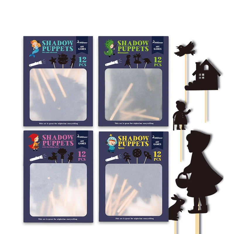 12pcs Otroci Pravljica, Zgodba Shadow Puppets Domišljijo Izobraževalne Igrače za Otroke Zanimive Projekcije Art Igre Darilni Set
