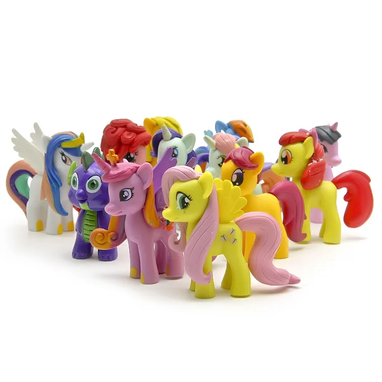 12pcs/set Somrak Iskrico+Rainbow Dash+Srčkan Malo HorseToys poni konj model igrača Za Otroke Božično Darilo