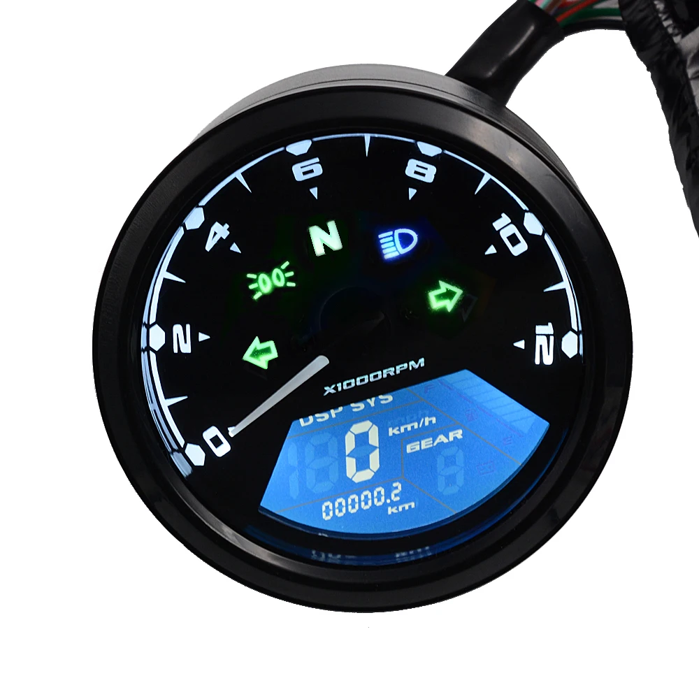 12V Motocikel LCD Digitalni merilnik Hitrosti 0-12000RPM prevožene poti Gauge merilnik vrtljajev