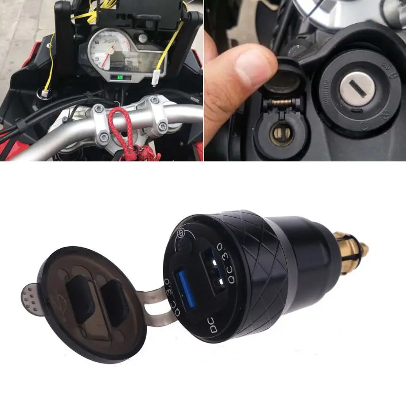 12V Motor DIN Hella QC 3.0 Dvojni Polnilnik USB Napajanje Ac Voltmeter Stikalo za -BMW -motorno kolo Triumph Mobilni Telefon
