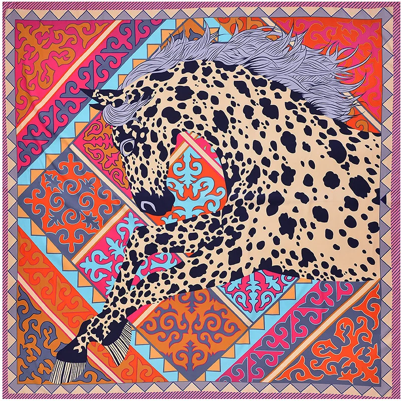 130*130 cm Luksuzni ženske Leopard tiskanja kvadratnih twil svileni šal modni ženski šali in obloge foulard femme konj tiskanja banadana