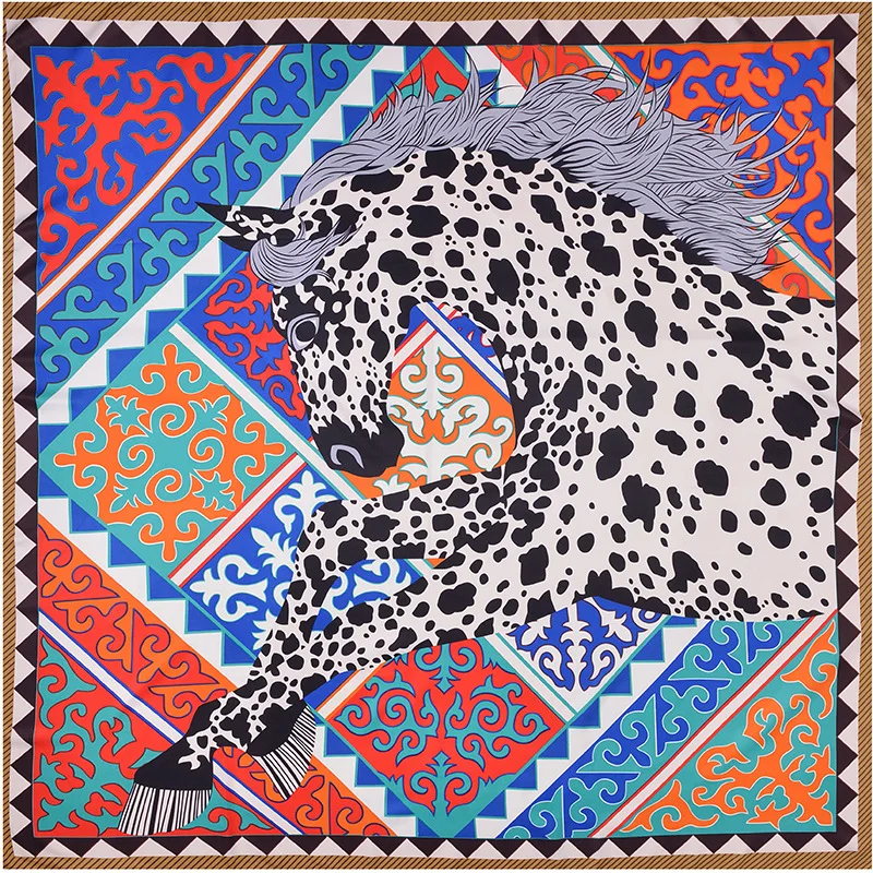 130*130 cm Luksuzni ženske Leopard tiskanja kvadratnih twil svileni šal modni ženski šali in obloge foulard femme konj tiskanja banadana