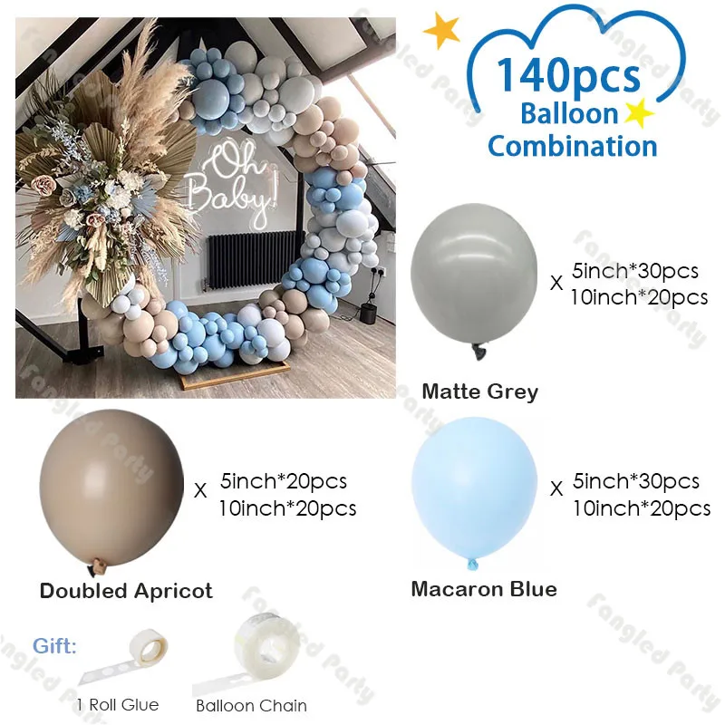 140pcs Macaron Modre Balone, Arch Komplet Baby Tuš Podvojila Marelice Balon Garland Rojstni dan Valentinovo Poroka Dekor
