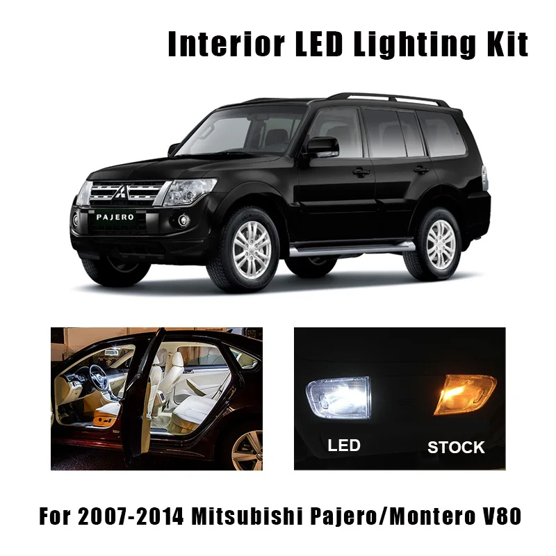14pcs Canbus Avtomobilska dodatna Oprema Bela barva Notranjosti LED Luči Komplet Za 2007-Mitsubishi Pajero za Montero V80 Zemljevid Dome Trunk Žarnice