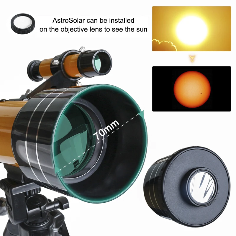 150X Začetnik Astronomije Teleskopi 70 mm, Prevlečeni Cilj Luna-gledal Teleskop Mobilni Telefon Oko Teleskop Otrok Darilo