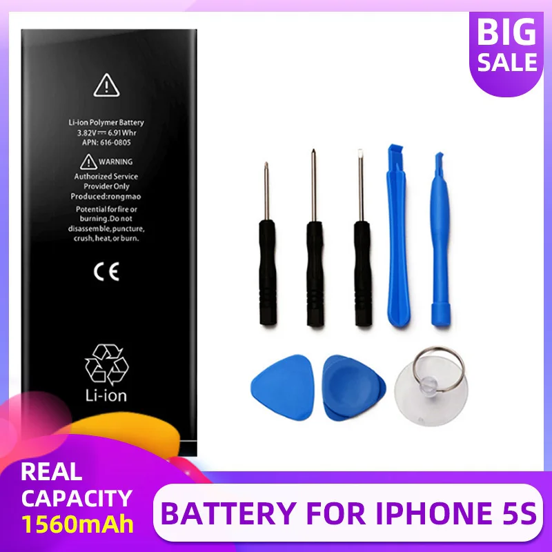 1560mAh Nadomestna Baterija Za Apple iPhone 5S 5C Mobilni Telefon 0 Cikel Notranje Baterije Z Orodji Kit