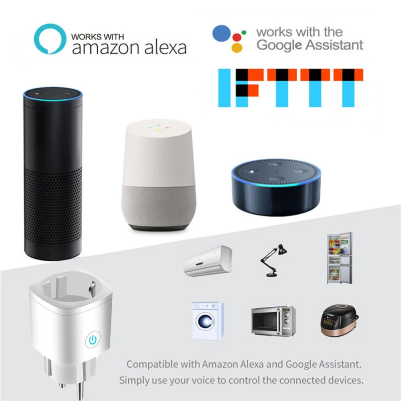 16A EU WiFi Smart Vtič v Vtičnico Tuya Daljinski upravljalnik gospodinjski Aparati Delo Z Alexa Google Domov, Ni Potrebno Hub