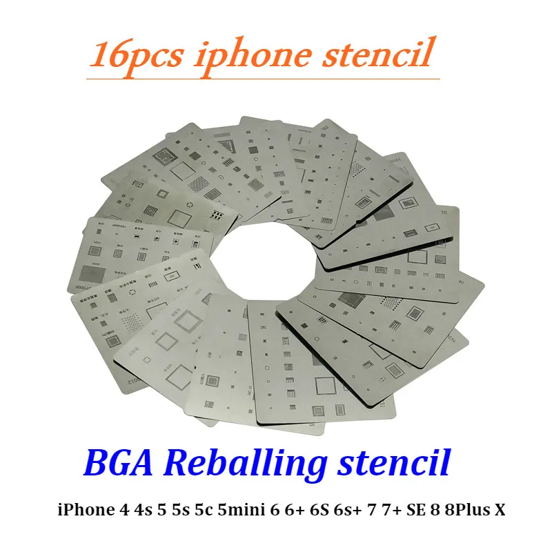 16pcs/veliko visoke kakovosti polno nastavite apple mobilnih Matrica BGA Reballing Matrica posvetil komplet za iPhone 4 in 4s 5s 5 5c 5mini 6 6+ 6S 6s